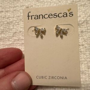 Small cubic zirconia bow earrings